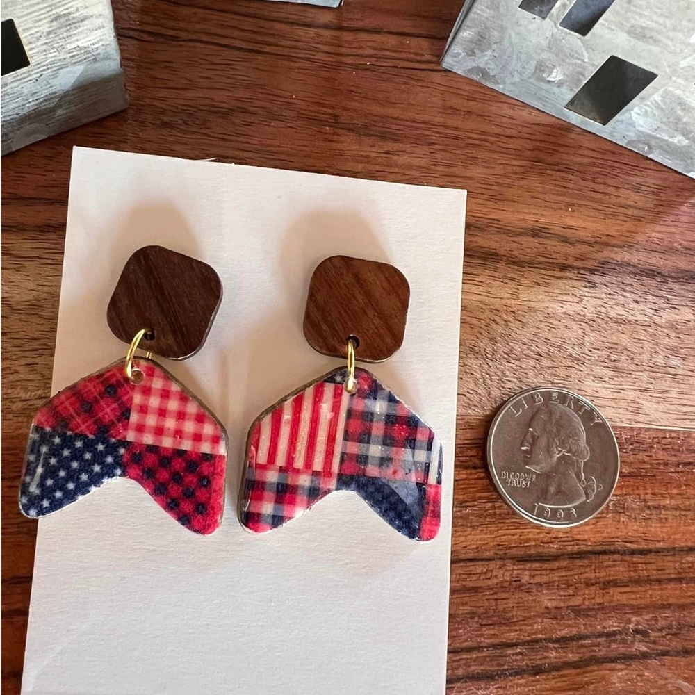 Polymer clay dangle earrings for 4th of July